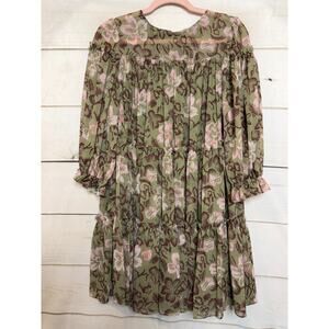 Ted Baker Size 1 Green Tiered Ruffles Dress